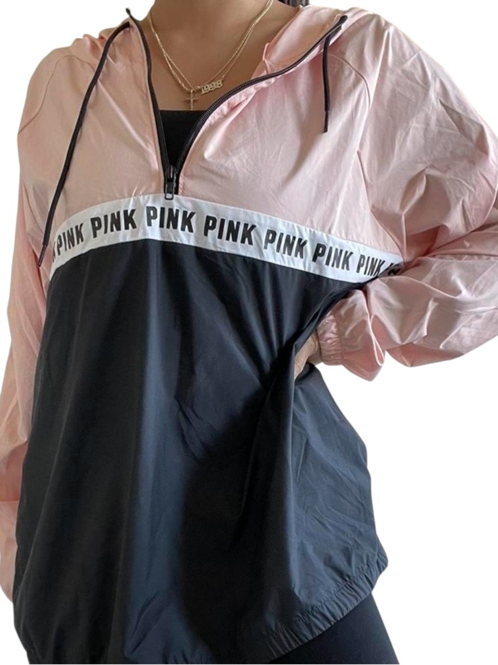 Pink Anorak Anorak Colorblock Pullover Hooded Windbreaker